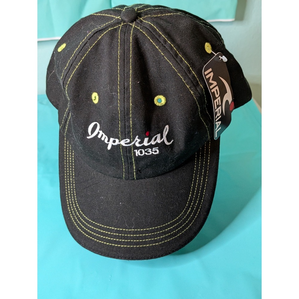 Imperial 1035 Black Lime Green Contrast Stitch Adjustable Baseball Cap Hat NWT